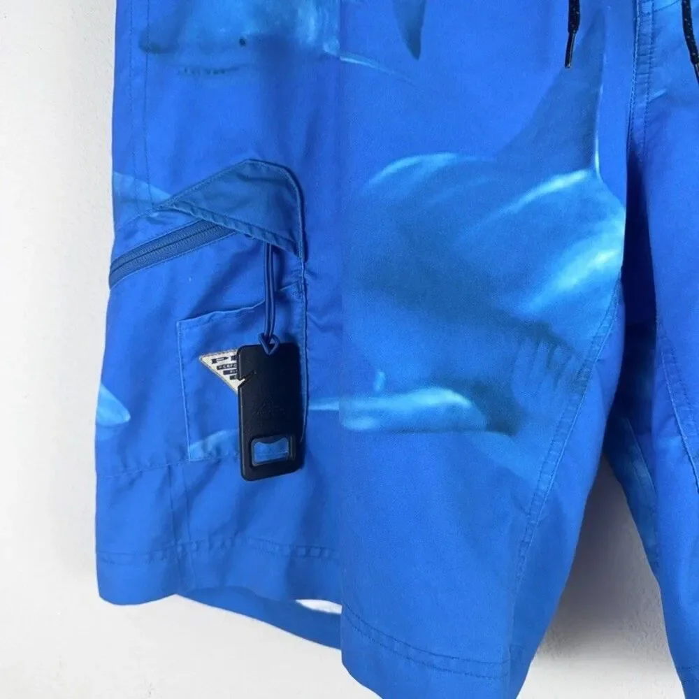 Columbia PFG Offshore Fishing Board Short Blue Shark Men's 40 Inseam 11 UPF 50